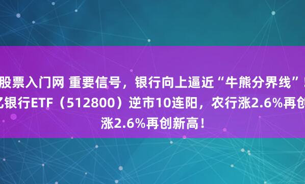 股票入门网 重要信号，银行向上逼近“牛熊分界线”！双百亿银行ETF（512800）逆市10连阳，农行涨2.6%再创新高！